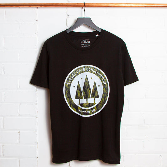 Illegal Rave Forest Front Print - Tshirt - Black